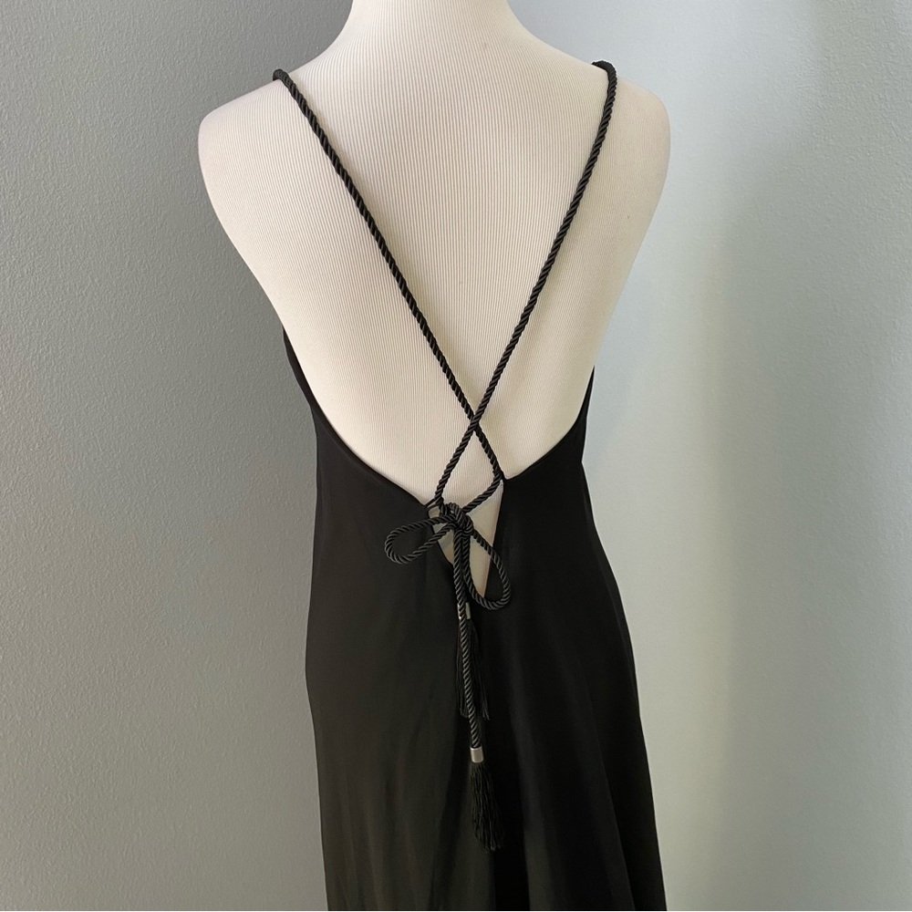 Victorias Secret Black Maxi Gown Tassel Rope Pace zip Back 4 - Picture 12 of 15